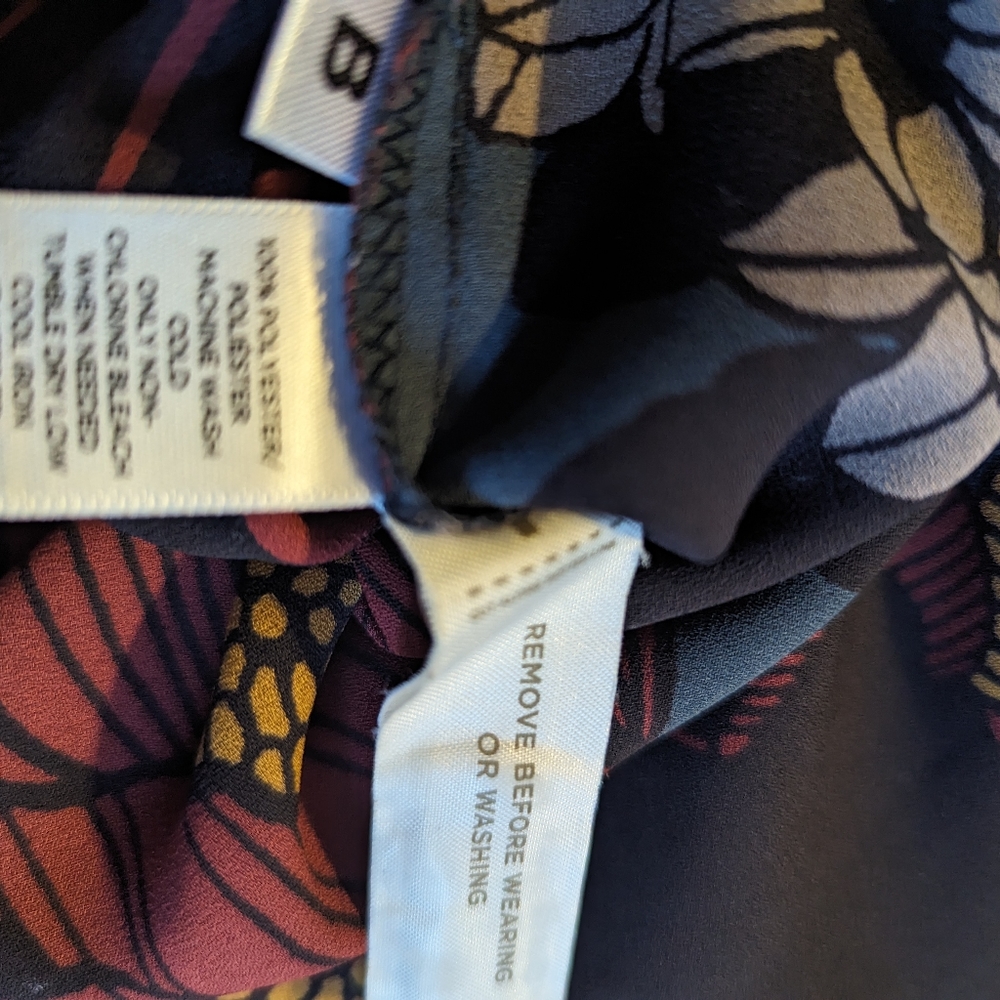 LOFT Floral Blouse - Dark Blue and Burgundy - Picture 3 of 3
